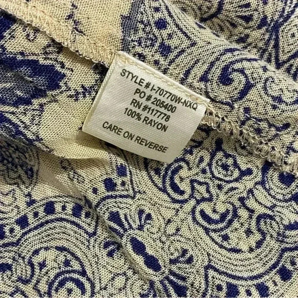 Love Stitch Floral Paisley Toile Peasant Dress Mini Tunic Casual Relaxed - Picture 12 of 12